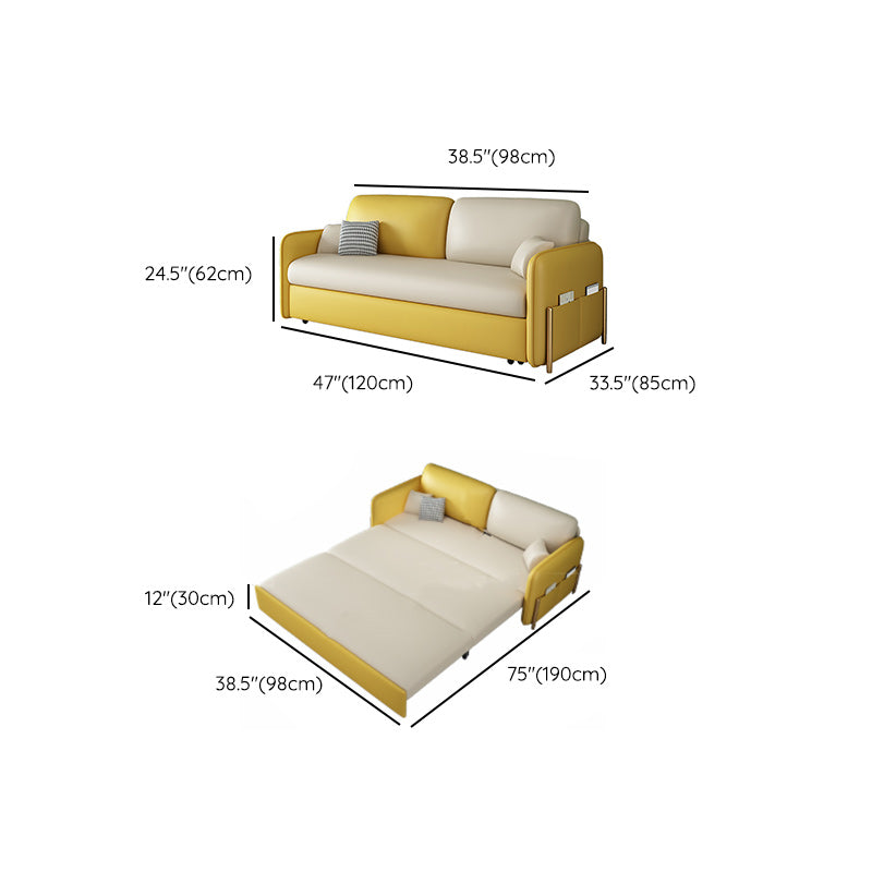 Pillow Back Futon Sleeper Sofa Faux Leather Sleeper Sofa with Storage Clearhalo 'furn' 'furn_futons' 'Furniture' 'Futons & Daybeds' 'Futons' 'Living Room Furniture' 7035482