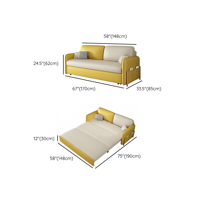 Pillow Back Futon Sleeper Sofa Faux Leather Sleeper Sofa with Storage Clearhalo 'furn' 'furn_futons' 'Furniture' 'Futons & Daybeds' 'Futons' 'Living Room Furniture' 7035484