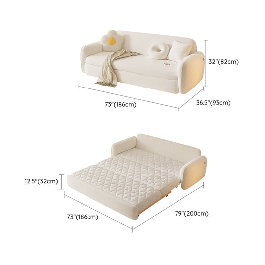 Divano da divano per dormiente futon scandinavo in legno e divani convertibili in tessuto in bianco