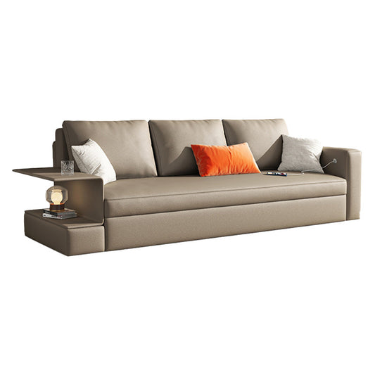 Divano per sonno in pelle grigio cuscinetto posteriore del divano per dormiente futon con archiviazione