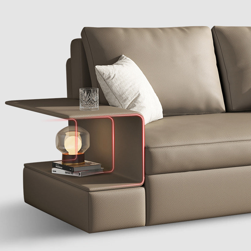 Divano per sonno in pelle grigio cuscinetto posteriore del divano per dormiente futon con archiviazione