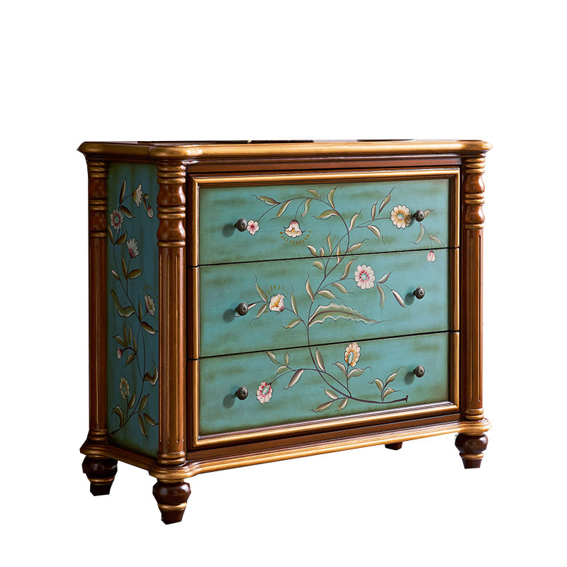 Traditional Storage Chest Dresser Solid Wood Dresser , 15.6 Inch W 39"L x 16"W x 33"H Green Clearhalo 'Bedroom Furniture' 'Dressers & Chests' 'dressers_chests' 'furn' 'furn_dressers_chests' 'Furniture' 7036146