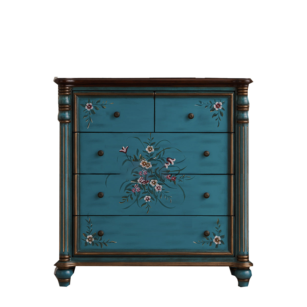 Traditional Storage Chest Dresser Solid Wood Dresser , 15.6 Inch W 31.5"L x 16"W x 41"H Blue Clearhalo 'Bedroom Furniture' 'Dressers & Chests' 'dressers_chests' 'furn' 'furn_dressers_chests' 'Furniture' 7036153