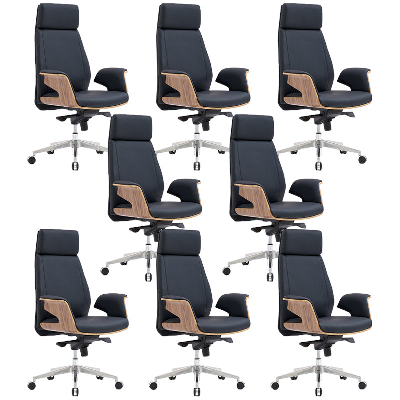Modern Armless Office Chair Leather Adjustable Seat Height Desk Chair with Wheels 8 Piece Set High-Back (Over 22 in.) Clearhalo 'furn' 'furn_office_chair' 'Furniture' 'Office Chairs' 'Office Furniture' 'office_chair' 7036205