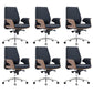 Modern Armless Office Chair Leather Adjustable Seat Height Desk Chair with Wheels 6 Piece Set Mid-Back (14-22 in.) Clearhalo 'furn' 'furn_office_chair' 'Furniture' 'Office Chairs' 'Office Furniture' 'office_chair' 7036207
