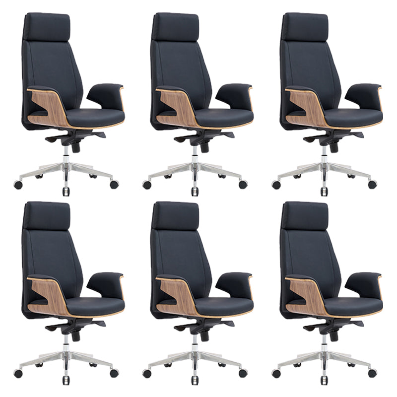 Modern Armless Office Chair Leather Adjustable Seat Height Desk Chair with Wheels 6 Piece Set High-Back (Over 22 in.) Clearhalo 'furn' 'furn_office_chair' 'Furniture' 'Office Chairs' 'Office Furniture' 'office_chair' 7036209
