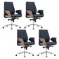 Modern Armless Office Chair Leather Adjustable Seat Height Desk Chair with Wheels 4 Piece Set Mid-Back (14-22 in.) Clearhalo 'furn' 'furn_office_chair' 'Furniture' 'Office Chairs' 'Office Furniture' 'office_chair' 7036210