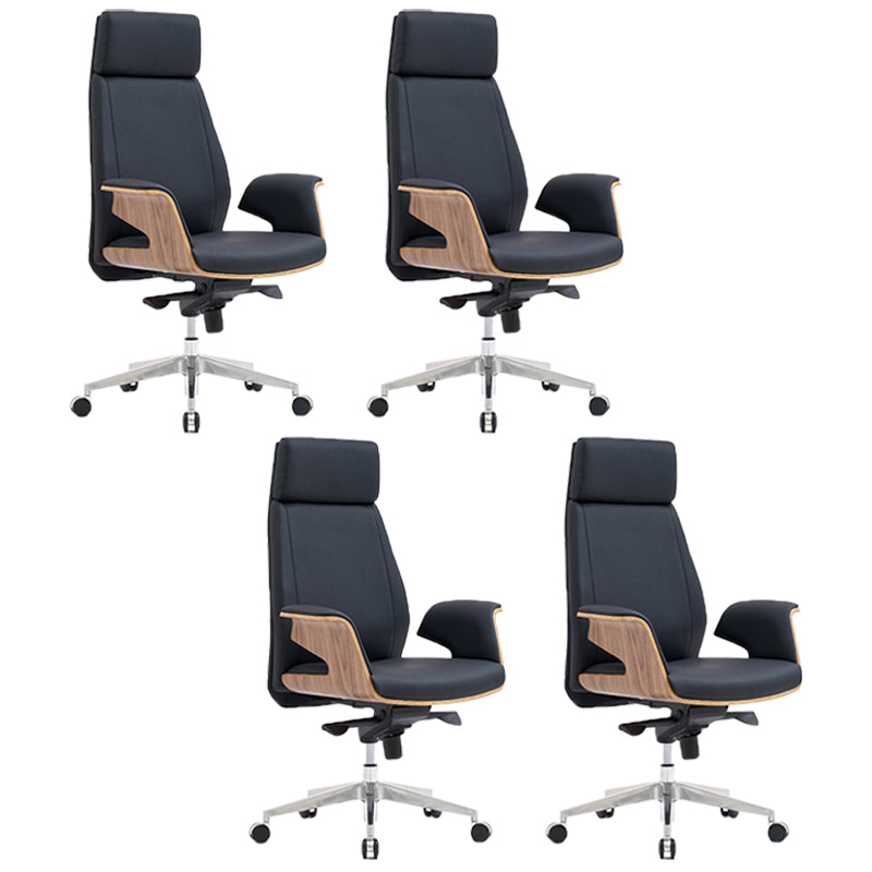 Modern Armless Office Chair Leather Adjustable Seat Height Desk Chair with Wheels 4 Piece Set High-Back (Over 22 in.) Clearhalo 'furn' 'furn_office_chair' 'Furniture' 'Office Chairs' 'Office Furniture' 'office_chair' 7036212