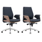 Modern Armless Office Chair Leather Adjustable Seat Height Desk Chair with Wheels 2 Piece Set Mid-Back (14-22 in.) Clearhalo 'furn' 'furn_office_chair' 'Furniture' 'Office Chairs' 'Office Furniture' 'office_chair' 7036214