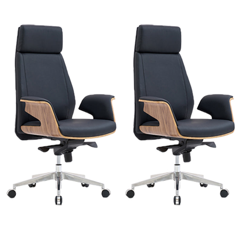 Modern Armless Office Chair Leather Adjustable Seat Height Desk Chair with Wheels 2 Piece Set High-Back (Over 22 in.) Clearhalo 'furn' 'furn_office_chair' 'Furniture' 'Office Chairs' 'Office Furniture' 'office_chair' 7036216