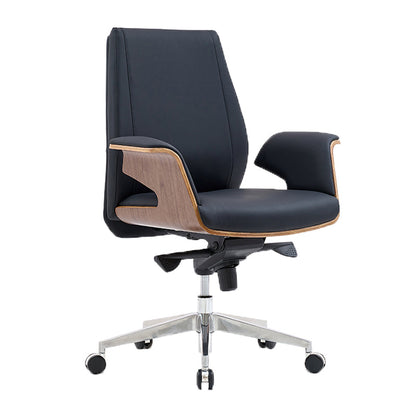 Modern Armless Office Chair Leather Adjustable Seat Height Desk Chair with Wheels 1 Piece Mid-Back (14-22 in.) Clearhalo 'furn' 'furn_office_chair' 'Furniture' 'Office Chairs' 'Office Furniture' 'office_chair' 7036218