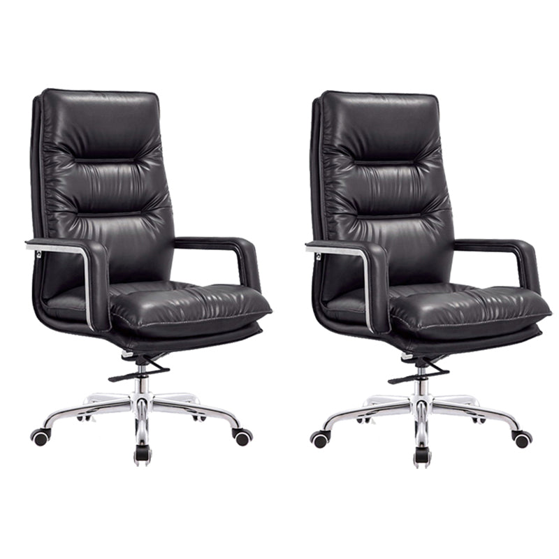 Modern Office Chair No Distressing Ergonomic Leather Desk Chair Black 2 Piece Set Clearhalo 'furn' 'furn_office_chair' 'Furniture' 'Office Chairs' 'Office Furniture' 'office_chair' 7036223