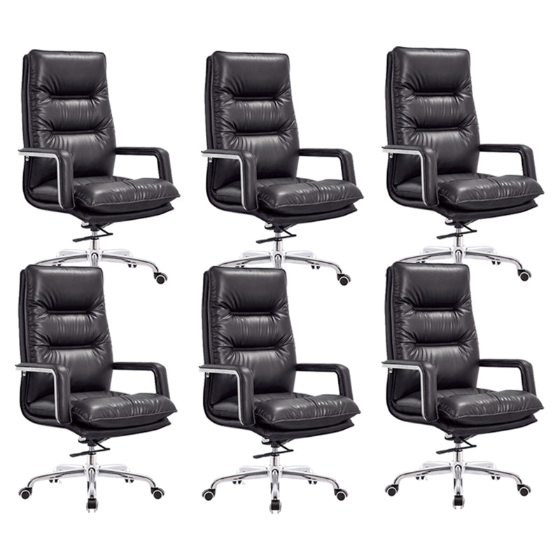Modern Office Chair No Distressing Ergonomic Leather Desk Chair Black 6 Piece Set Clearhalo 'furn' 'furn_office_chair' 'Furniture' 'Office Chairs' 'Office Furniture' 'office_chair' 7036226