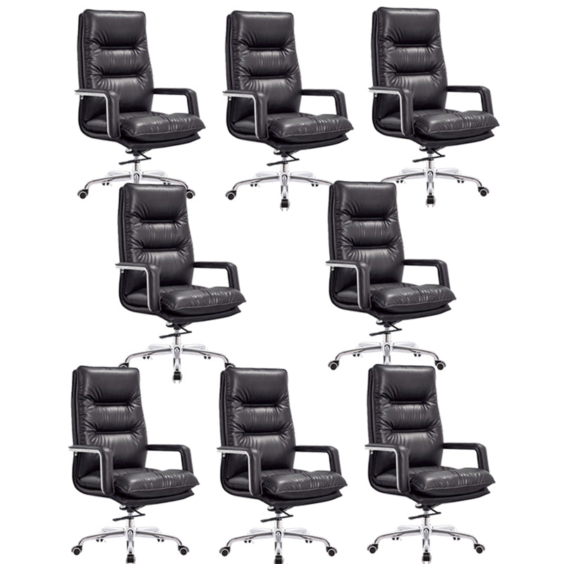 Modern Office Chair No Distressing Ergonomic Leather Desk Chair Black 8 Piece Set Clearhalo 'furn' 'furn_office_chair' 'Furniture' 'Office Chairs' 'Office Furniture' 'office_chair' 7036228