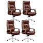 Modern Office Chair No Distressing Ergonomic Leather Desk Chair Brown 4 Piece Set Clearhalo 'furn' 'furn_office_chair' 'Furniture' 'Office Chairs' 'Office Furniture' 'office_chair' 7036233