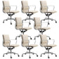 Modern Fixed Arms Chair Leather Adjustable Seat Height Desk Chair with Wheels Off-White 8 Piece Set Clearhalo 'furn' 'furn_office_chair' 'Furniture' 'Office Chairs' 'Office Furniture' 'office_chair' 7037149