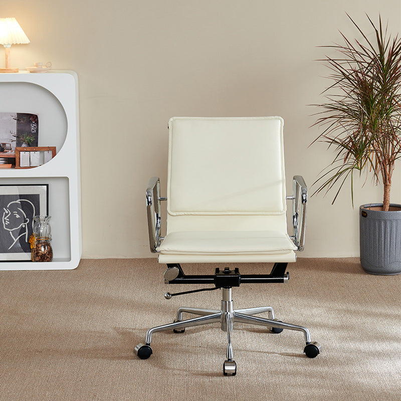 Modern Fixed Arms Chair Leather Adjustable Seat Height Desk Chair with Wheels Clearhalo 'furn' 'furn_office_chair' 'Furniture' 'Office Chairs' 'Office Furniture' 'office_chair' 7037152