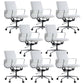 Modern Fixed Arms Chair Leather Adjustable Seat Height Desk Chair with Wheels White 8 Piece Set Clearhalo 'furn' 'furn_office_chair' 'Furniture' 'Office Chairs' 'Office Furniture' 'office_chair' 7037153