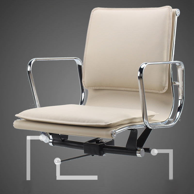Modern Fixed Arms Chair Leather Adjustable Seat Height Desk Chair with Wheels Clearhalo 'furn' 'furn_office_chair' 'Furniture' 'Office Chairs' 'Office Furniture' 'office_chair' 7037154