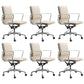 Modern Fixed Arms Chair Leather Adjustable Seat Height Desk Chair with Wheels Off-White 6 Piece Set Clearhalo 'furn' 'furn_office_chair' 'Furniture' 'Office Chairs' 'Office Furniture' 'office_chair' 7037157
