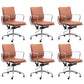 Modern Fixed Arms Chair Leather Adjustable Seat Height Desk Chair with Wheels Light Brown 6 Piece Set Clearhalo 'furn' 'furn_office_chair' 'Furniture' 'Office Chairs' 'Office Furniture' 'office_chair' 7037158