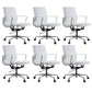 Modern Fixed Arms Chair Leather Adjustable Seat Height Desk Chair with Wheels White 6 Piece Set Clearhalo 'furn' 'furn_office_chair' 'Furniture' 'Office Chairs' 'Office Furniture' 'office_chair' 7037161