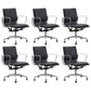 Modern Fixed Arms Chair Leather Adjustable Seat Height Desk Chair with Wheels Black 6 Piece Set Clearhalo 'furn' 'furn_office_chair' 'Furniture' 'Office Chairs' 'Office Furniture' 'office_chair' 7037162