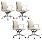 Modern Fixed Arms Chair Leather Adjustable Seat Height Desk Chair with Wheels Off-White 4 Piece Set Clearhalo 'furn' 'furn_office_chair' 'Furniture' 'Office Chairs' 'Office Furniture' 'office_chair' 7037164