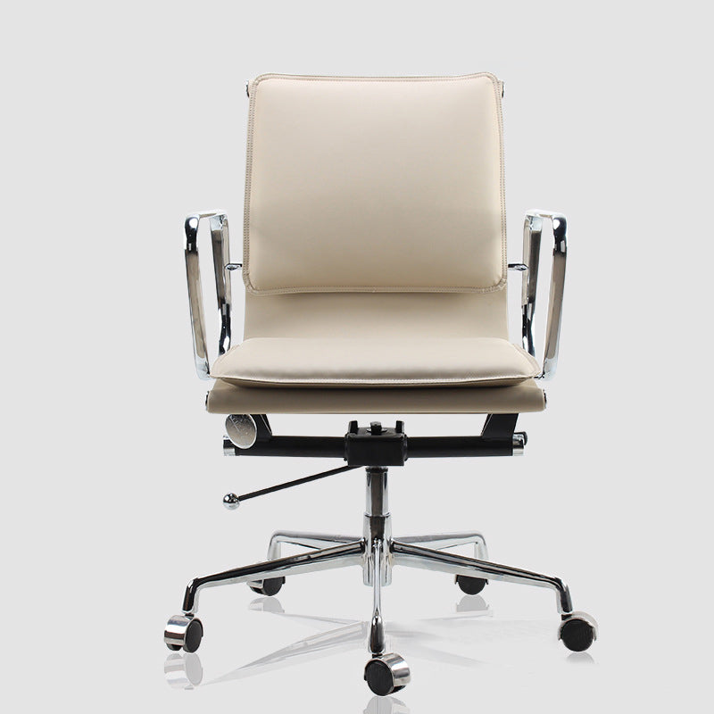 Modern Fixed Arms Chair Leather Adjustable Seat Height Desk Chair with Wheels Clearhalo 'furn' 'furn_office_chair' 'Furniture' 'Office Chairs' 'Office Furniture' 'office_chair' 7037165
