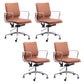 Modern Fixed Arms Chair Leather Adjustable Seat Height Desk Chair with Wheels Light Brown 4 Piece Set Clearhalo 'furn' 'furn_office_chair' 'Furniture' 'Office Chairs' 'Office Furniture' 'office_chair' 7037166