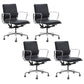 Modern Fixed Arms Chair Leather Adjustable Seat Height Desk Chair with Wheels Black 4 Piece Set Clearhalo 'furn' 'furn_office_chair' 'Furniture' 'Office Chairs' 'Office Furniture' 'office_chair' 7037168