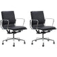 Modern Fixed Arms Chair Leather Adjustable Seat Height Desk Chair with Wheels Black 2 Piece Set Clearhalo 'furn' 'furn_office_chair' 'Furniture' 'Office Chairs' 'Office Furniture' 'office_chair' 7037172