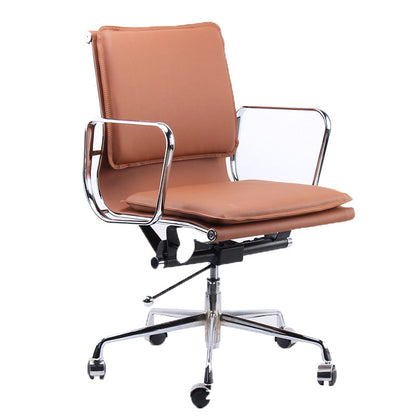 Modern Fixed Arms Chair Leather Adjustable Seat Height Desk Chair with Wheels Light Brown 1 Piece Clearhalo 'furn' 'furn_office_chair' 'Furniture' 'Office Chairs' 'Office Furniture' 'office_chair' 7037174