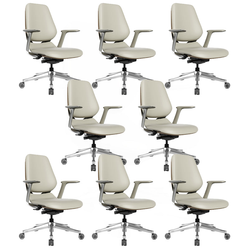 Chaise de bureau à bras fixes moderne chaise de hauteur de siège réglable en cuir avec roues