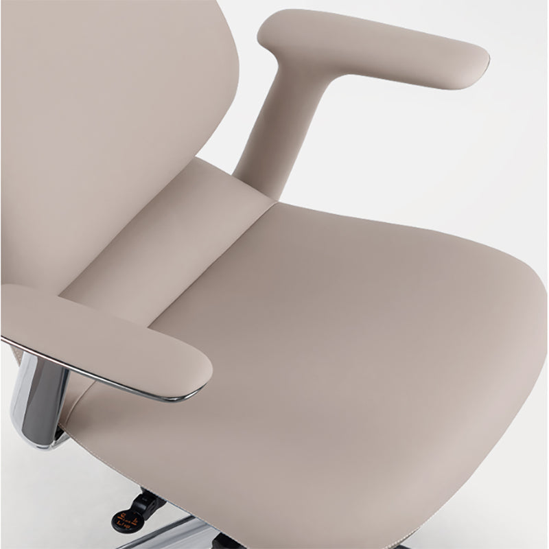Chaise de bureau à bras fixes moderne chaise de hauteur de siège réglable en cuir avec roues