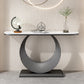 Glam Stone Console Accent Table Half Moon Console Sofa Table for Hall Clearhalo 'Console Tables' 'console_tables' 'Entry & Mudroom Furniture' 'furn' 'furn_console_tables' 'Furniture' 7037294