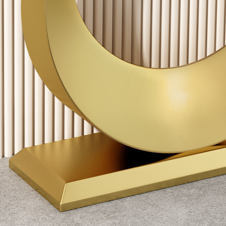 Glam Stone Console Accent Table Half Moon Console Sofa Table for Hall Clearhalo 'Console Tables' 'console_tables' 'Entry & Mudroom Furniture' 'furn' 'furn_console_tables' 'Furniture' 7037303