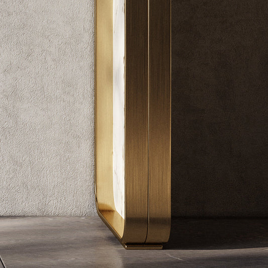 Glam Golden Console Accent Table Stone Console Sofa Table for Hall