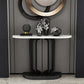 Glam Marble Console Accent Table Half Moon Console Sofa Table for Hall 39"L x 12"W x 33"H Black Clearhalo 'Console Tables' 'console_tables' 'Entry & Mudroom Furniture' 'furn' 'furn_console_tables' 'Furniture' 7037380
