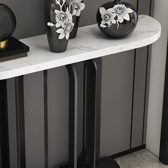 Glam Marble Console Accent Table Half Moon Console Sofa Table for Hall Clearhalo 'Console Tables' 'console_tables' 'Entry & Mudroom Furniture' 'furn' 'furn_console_tables' 'Furniture' 7037384