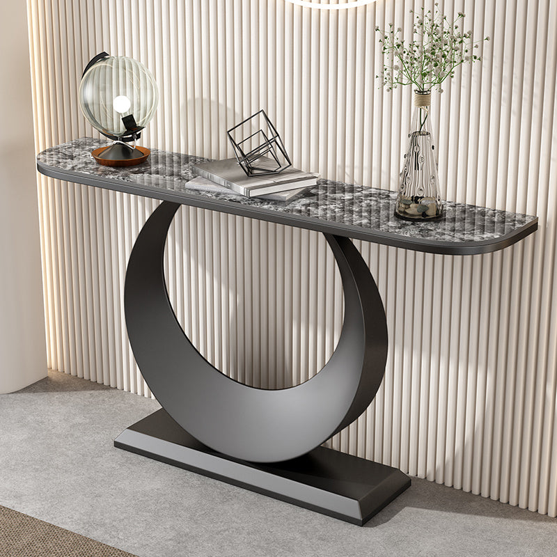Glam Stone Console Accent Table Metal Console Sofa Table for Hall