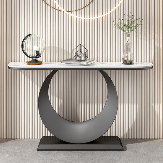 Glam Stone Console Accent Table Metal Console Sofa Table for Hall