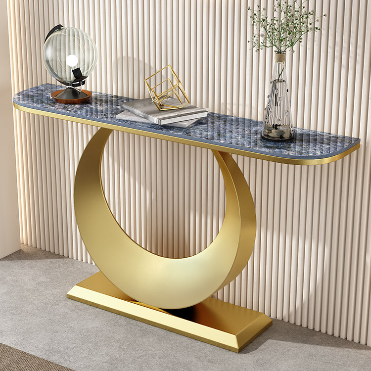 Glam Stone Console Accent Table Metal Console Sofa Table for Hall