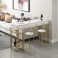 Ensemble de Table de pub de Style Glam, ensemble de comptoir en pierre rectangulaire de 1/3 pièces pour salle à manger