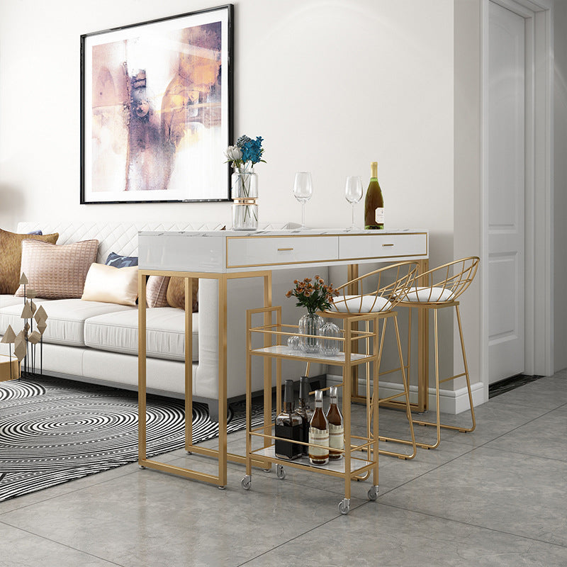 Ensemble de Table de pub de Style Glam, ensemble de comptoir en pierre rectangulaire de 1/3 pièces pour salle à manger