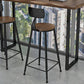 Juego de barra rectangular contemporáneo, mesa de mostrador de madera maciza de 1/3 piezas con taburetes de metal