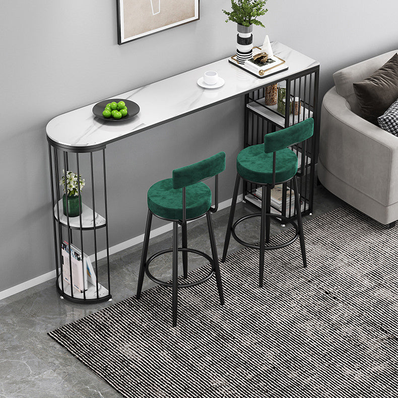 Modern Bar Table Set 1/3/4 Pieces Stone Counter Table with Upholstered Stools Clearhalo 'Bar Furniture' 'furn' 'furn_home_bar_bar_sets' 'Furniture' 'Home Bars & Bar Sets' 'home_bar_bar_sets' 'Kitchen & Dining Furniture' 7038854