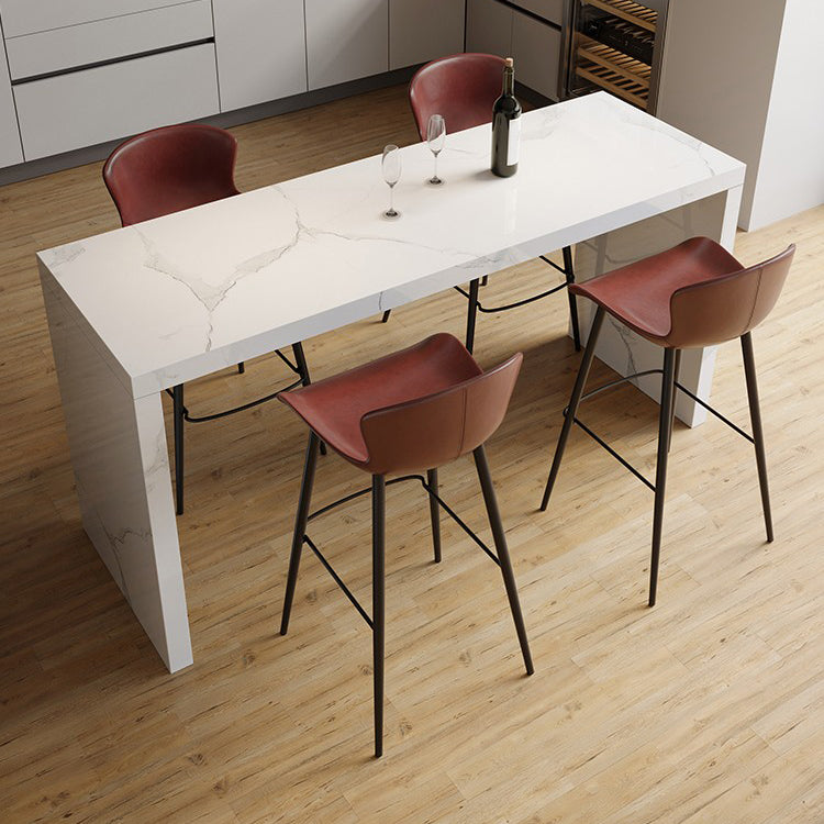 Modern Style Bar Table Set 1/3/4/5 Pieces Rectangle Stone Pub Table Set 5 Pieces: Table, 4 Stools Clearhalo 'Bar Furniture' 'furn' 'furn_home_bar_bar_sets' 'Furniture' 'Home Bars & Bar Sets' 'home_bar_bar_sets' 'Kitchen & Dining Furniture' 7038920