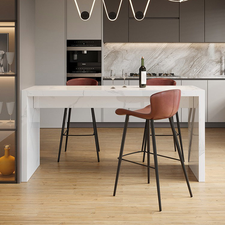 Modern Style Bar Table Set 1/3/4/5 Pieces Rectangle Stone Pub Table Set 4 Pieces: White Table, 3 Stools Clearhalo 'Bar Furniture' 'furn' 'furn_home_bar_bar_sets' 'Furniture' 'Home Bars & Bar Sets' 'home_bar_bar_sets' 'Kitchen & Dining Furniture' 7038923