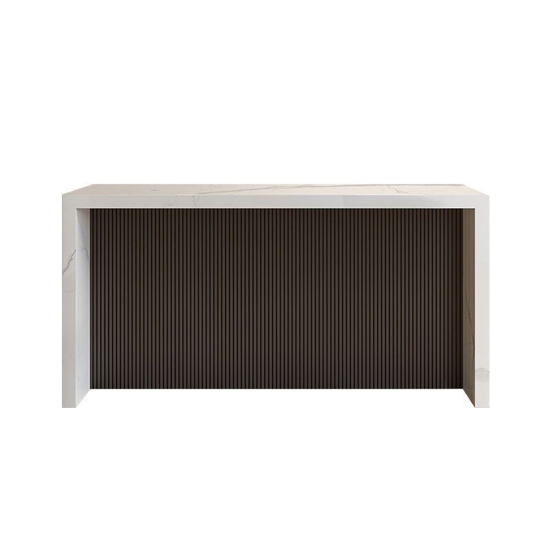 Modern Style Bar Table Set 1/3/4/5 Pieces Rectangle Stone Pub Table Set White Gold 70.9"L x 23.6"W Clearhalo 'Bar Furniture' 'furn' 'furn_home_bar_bar_sets' 'Furniture' 'Home Bars & Bar Sets' 'home_bar_bar_sets' 'Kitchen & Dining Furniture' 7038926